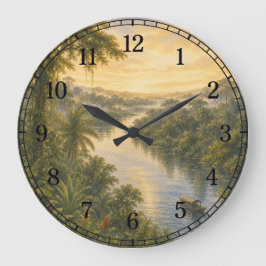 Relógio Grande Amazon Rainforest Wall Clock — Nature-Inspired Des