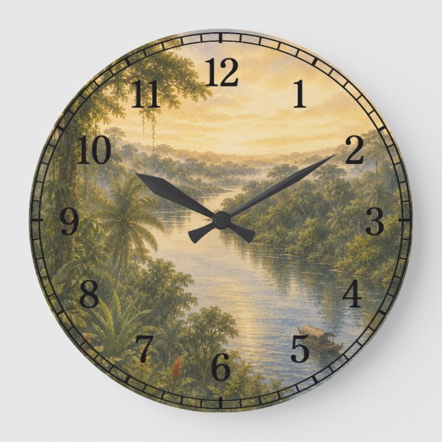 Relógio Grande Amazon Rainforest Wall Clock — Nature-Inspired Des (Frente)