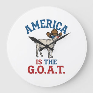 Relógio Grande América É A Camiseta De Cowboy De Cabra Patriótica