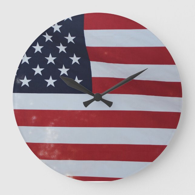 Relógio Grande American flag designed clock. (Frente)