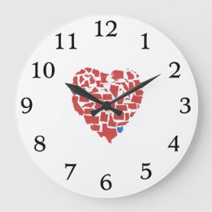 Relógio Grande American States Heart Mosaic Ohio Red
