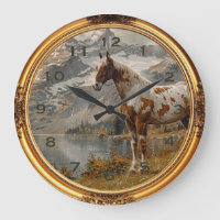 Americano Mustang Wild Horse Western Wall Clock