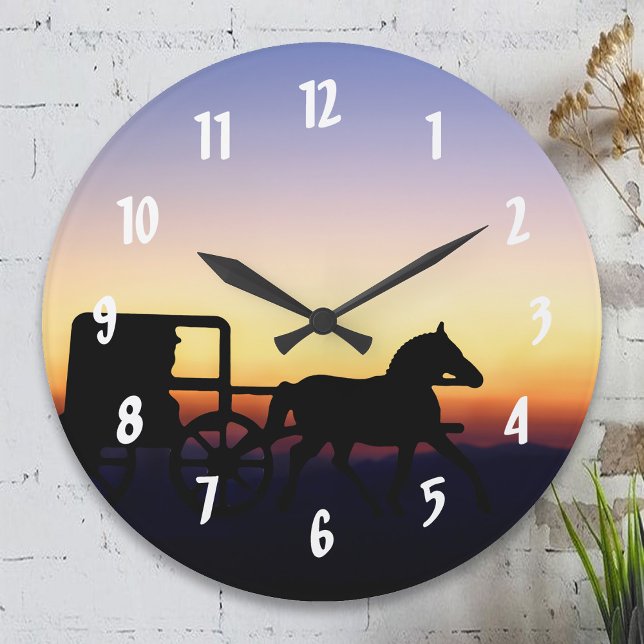 Relógio Grande Amish Horse and Buggy Wall Clock (Criador carregado)