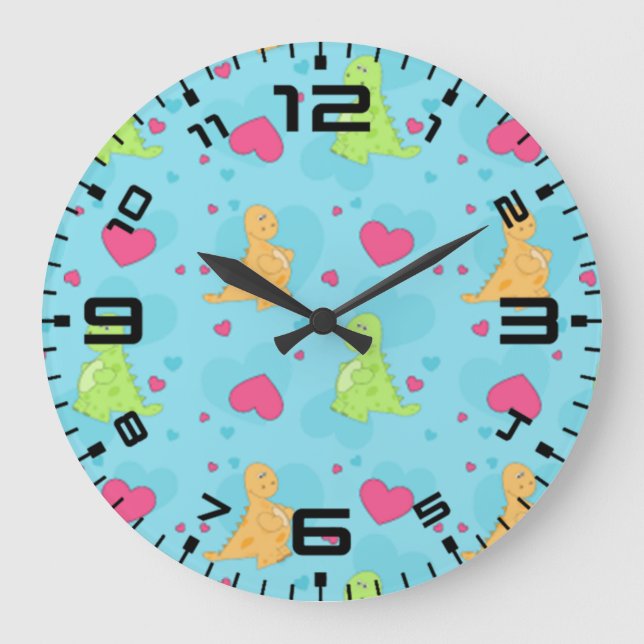 Relógio Grande Amor de Dinossauro (Frente)