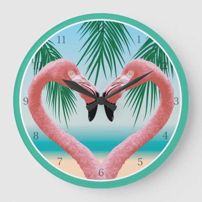 Relógio Grande Amor de Flamingo (Valentim Tropical) (Frente)