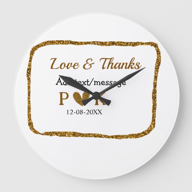 Relógio Grande Amor e agradecimento adicionam nome do casal doura (Frente)