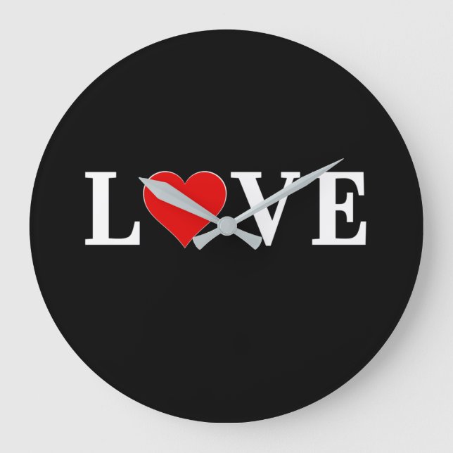 Relógio Grande AMOR Moderno Trendy Black and White (Frente)