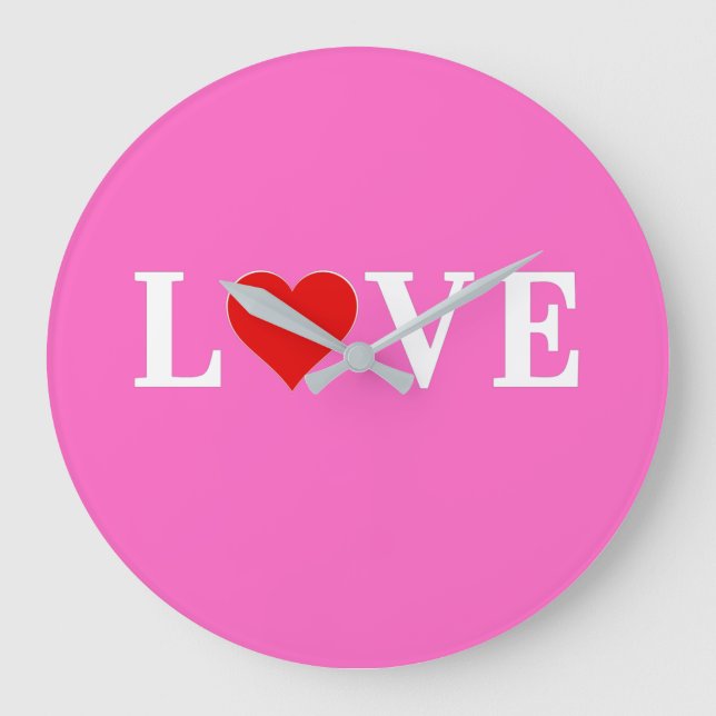 Relógio Grande Amor rosa Elegante romântico (Frente)