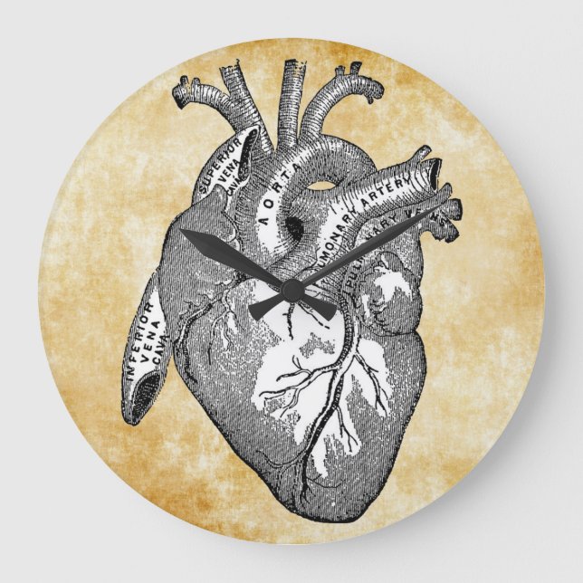 Relógio Grande anatomia cardíaca vintage (Frente)