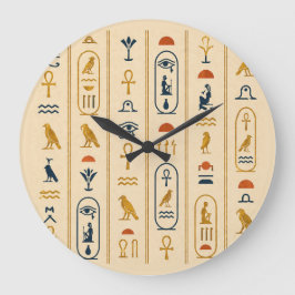 Relógio Grande Ancient Egyptian Hieroglyphics Art Wall Clock