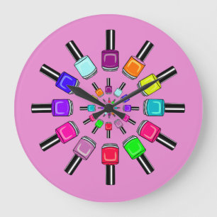 Relógio Grande Anéis de Esmalte Rosa