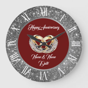 Relógio Grande Anéis de Noiva Personalizados com Diamantes Aniver