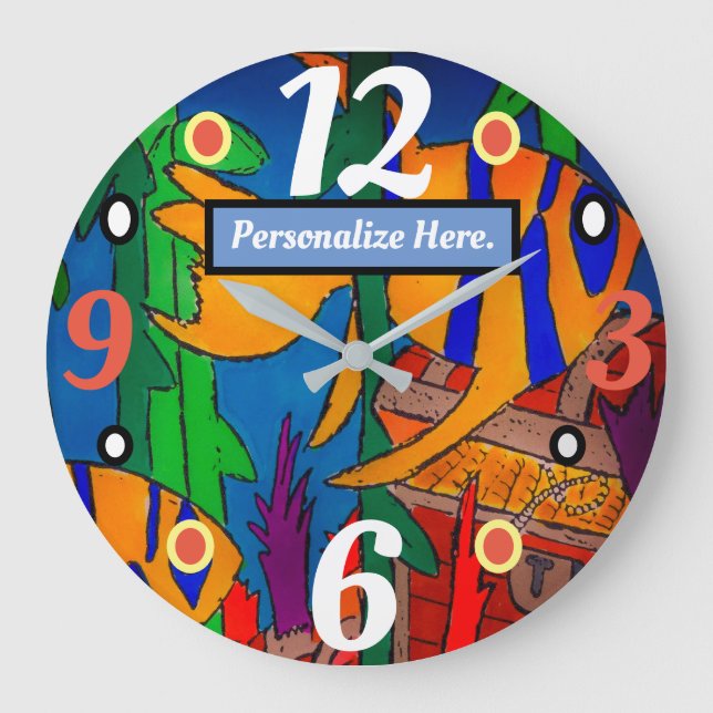 Relógio Grande Angelfish e tesouro afundado (Frente)