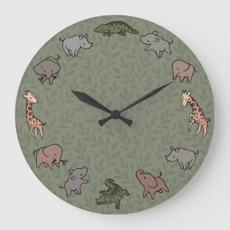 Relógio Grande Animais da Savana (elefante, girafa, crocodilo & r