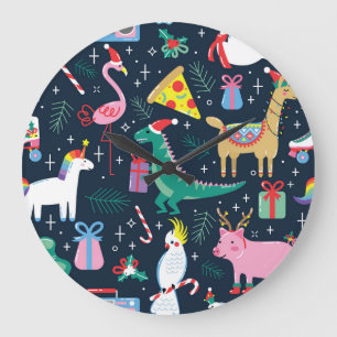 Relógio Grande Animais De Natal, Design Bonita Sem Semente.