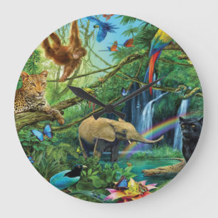 Relógio Grande Animais que vivem juntos travesseiros decorativos