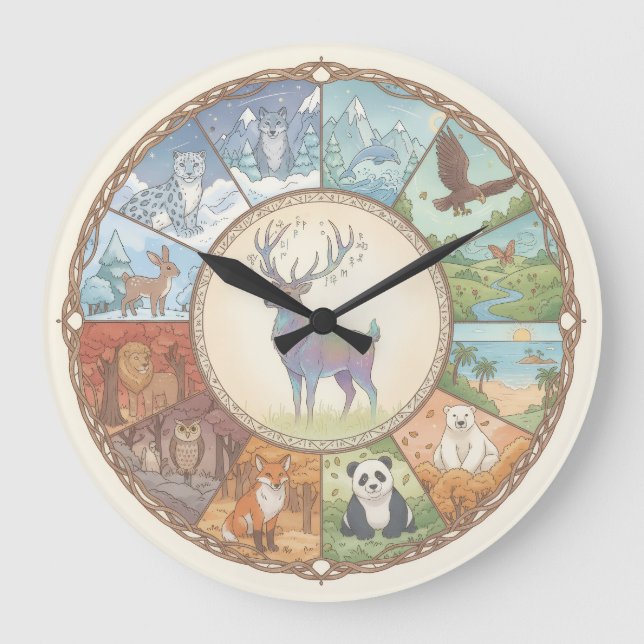 Relógio Grande Animals image round coaster sticker (Frente)