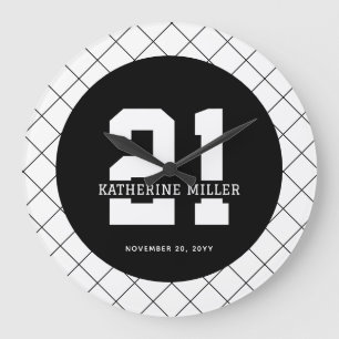 Relógio Grande Aniversário de 21 anos personalizado moderno e ele