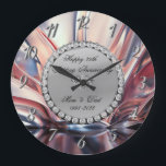 Relógio Grande Aniversário de 25 anos de casamento em ombre de di<br><div class="desc">Relógio de aniversário de casamento elegante com diamantes prateados.</div>