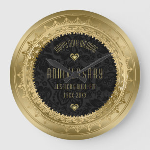 Relógio Grande Aniversário de Casamento com 25 de Frame Dourado 