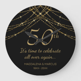 Relógio Grande Aniversário de Casamento com Corda Dourada