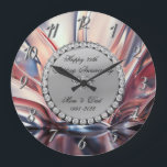 Relógio Grande Aniversário de Casamento de 25 de Ombre de Silver<br><div class="desc">Relógio de aniversário de casamento de diamantes de prata elegantes.</div>