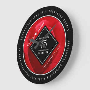 Relógio Grande Aniversário de Casamento do 15 Rosa