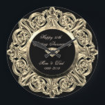 Relógio Grande Aniversário de Casamento do 25 de Ornamento Dourad<br><div class="desc">Véspera de aniversário de casamento do ornamento de ouro elegante.</div>