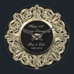 Relógio Grande Aniversário de Casamento do 25 de Ornamento Dourad<br><div class="desc">Véspera de aniversário de casamento do ornamento de ouro elegante.</div>