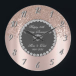 Relógio Grande Aniversário de Casamento do 25 de Ouros Rosa<br><div class="desc">Relógio de aniversário de casamento de diamantes de ouro de rosa.</div>
