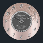 Relógio Grande Aniversário de Casamento do 25 de Ouros Rosa<br><div class="desc">Relógio de aniversário de casamento de diamantes de ouro de rosa.</div>