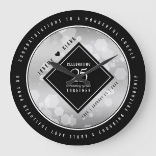 Relógio Grande Aniversário de Casamento do 25 Silver Elegante