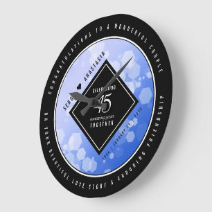 Relógio Grande Aniversário de Casamento do Elegante 45º Sapphire