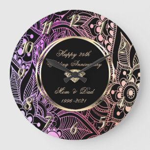 Relógio Grande Aniversário de Casamento do Elegante Ombre Mandala