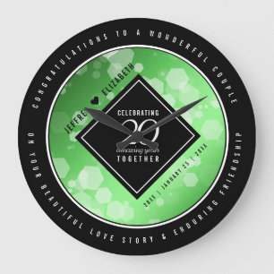 Relógio Grande Aniversário de Casamento Elegante 20 Emerald