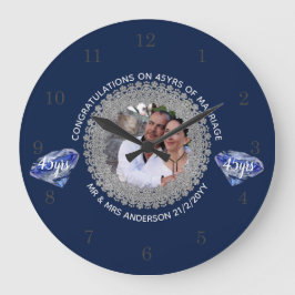 Relógio Grande Aniversário do 45º Casamento - ADD PHOTO Sapphire