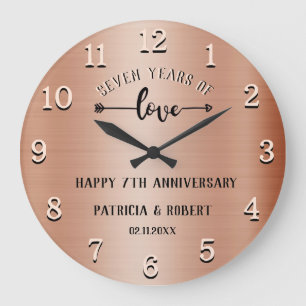 Relógio Grande Aniversário do 7 Feliz Aniversário do Copper