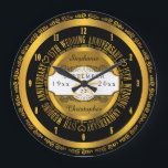 Relógio Grande Aniversário do Casamento de 15 Elegante Negro e Do<br><div class="desc">Uma vida de compromisso merece a qualidade de um presente personalizado. Deixe o casal importante saber o quanto eles o inspiram com nosso tom original de preto e ouro do 15º aniversário da design. Personalizar com nomes, bem como data de casamento e data de aniversário. Design original criado por Designs...</div>