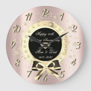 Relógio Grande Aniversário Dourado do Arco Confetti Rosa de Diam