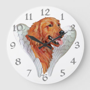 Relógio Grande Anjo do Golden Retriever
