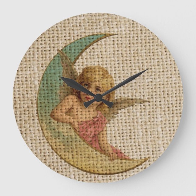 Relógio Grande Anjo vitorioso da lua de chique (Frente)
