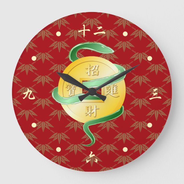 Relógio Grande Ano Novo Lunar Chinês da Riqueza de Cobra 2025 (Frente)