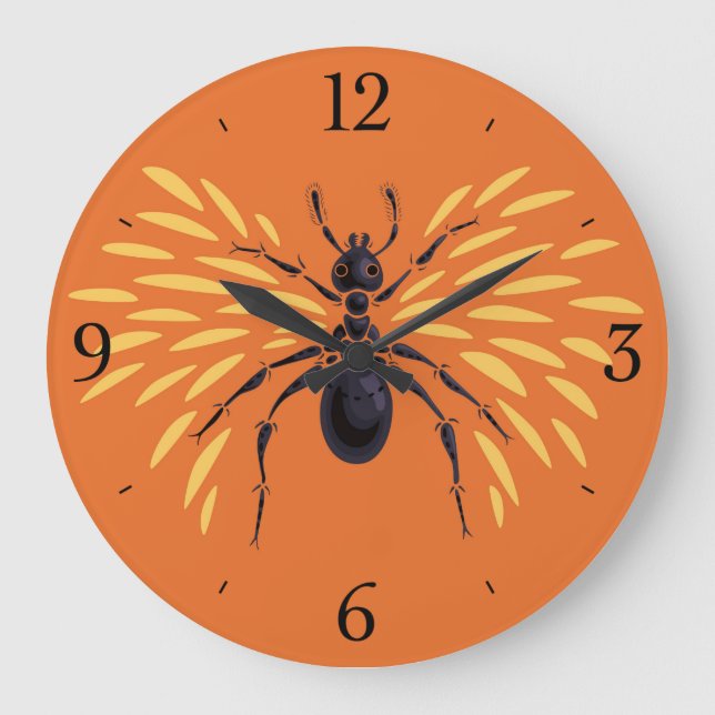 Relógio Grande Ant Art Insect Lover Fiery Orange Entomology (Frente)