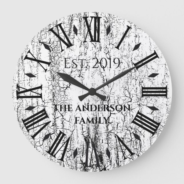 Relógio Grande Antigo Numeral Romano de Nome de Família Rústico V (Frente)