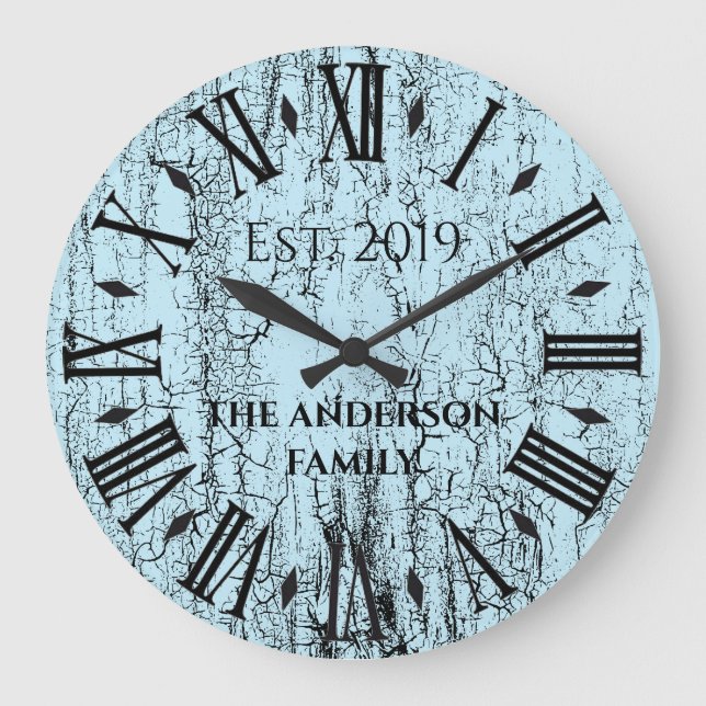 Relógio Grande Antigo Numeral Romano de Nome de Família Rústico V (Frente)