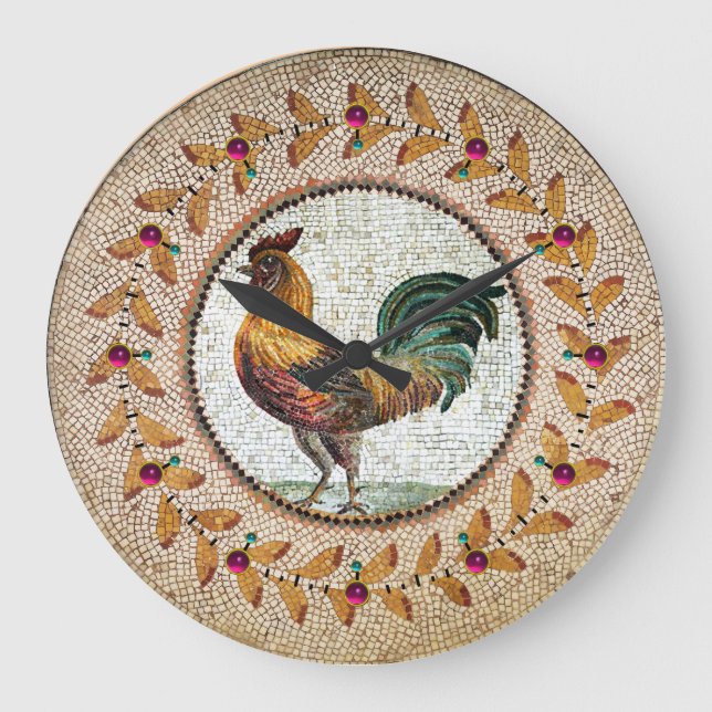 RELÓGIO GRANDE ANTIGO ROMAN MOSAICS / ROOSTER (Frente)