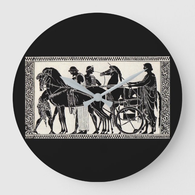 Relógio Grande Antigos homens e cavalos romanos (Frente)