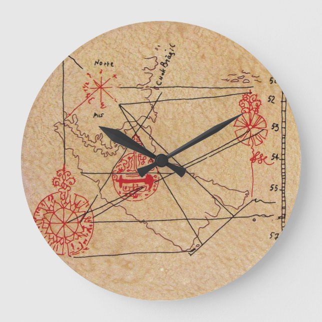 RELÓGIO GRANDE ANTIQUE TALISMAN / PIRATES TREASURE MAP PARCHMENT (Frente)