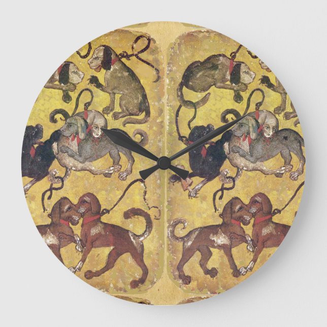 Relógio Grande Antique Tarots /German Court Cards/ Seven of Dogs (Frente)