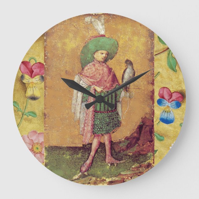 Relógio Grande Antique Tarots German Court Cards/Squire of Falcon (Frente)